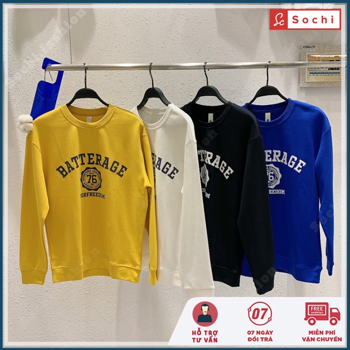 Áo nỉ sweater unisex, áo giữ nhiệt cổ tròn phong cách cá tính in Battergare mã SW695