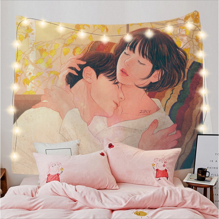 Thảm Treo Tường, decor trang trí phòng ngủ, livetream bán hàng,  rộng 150* cao 130cm