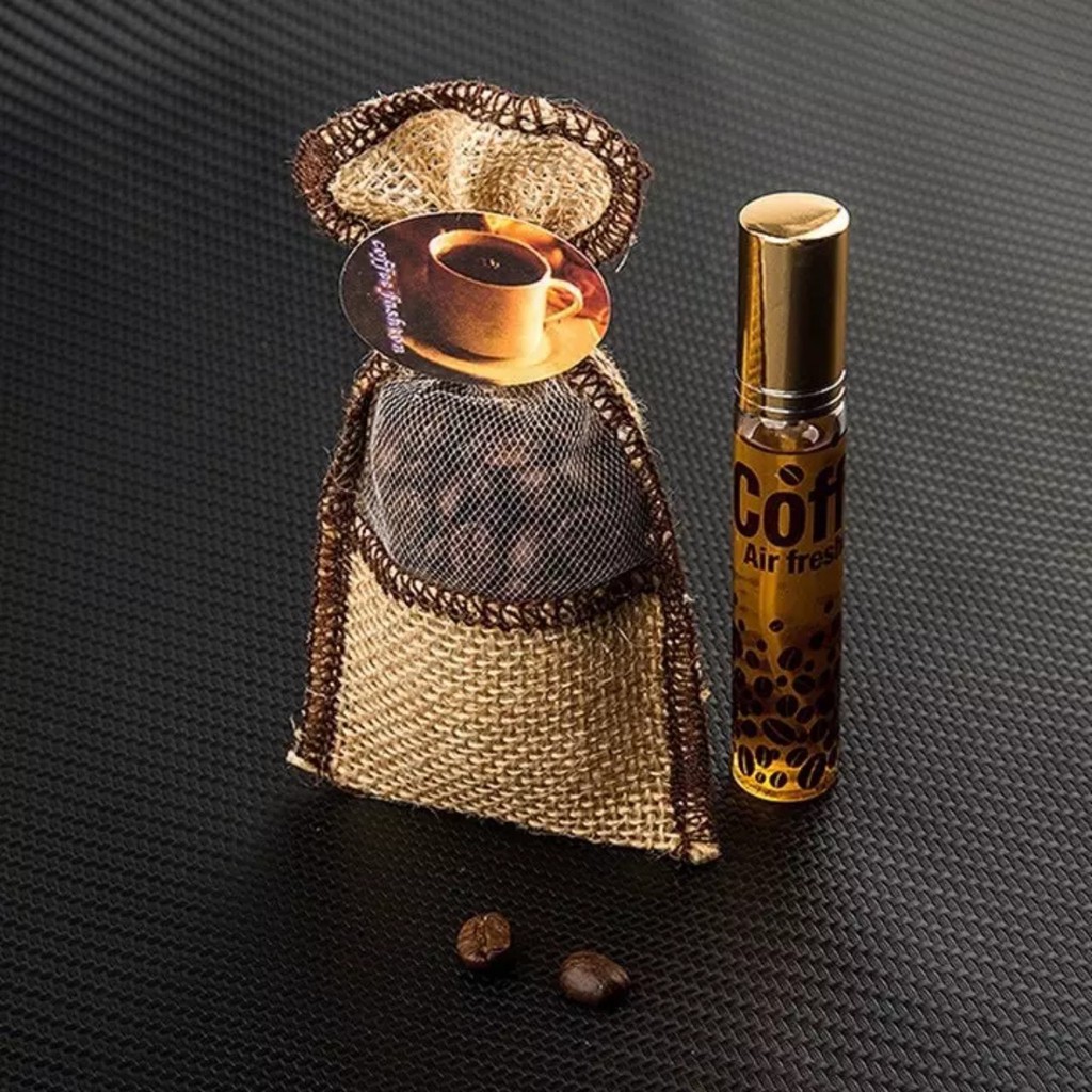Túi thơm Cafe treo xe kèm tinh dầu Cà phê , Túi thơm khử mùi ô tô