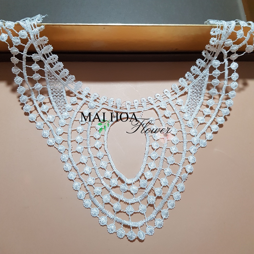 Cổ áo thêu ren kết hoa, cổ áo bằng ren dùng may đồ, maihoaflower