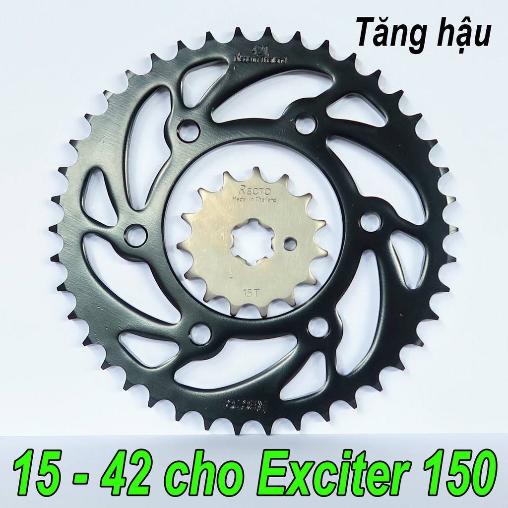 Nhông dĩa RECTO 15 - 42 tăng hậu cho Exciter 150