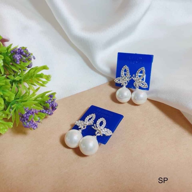 HÔNG TAI NỮ HOA BƯỚM ĐÍNH TRAI - BÔNG TAI NỮ BẠC TA