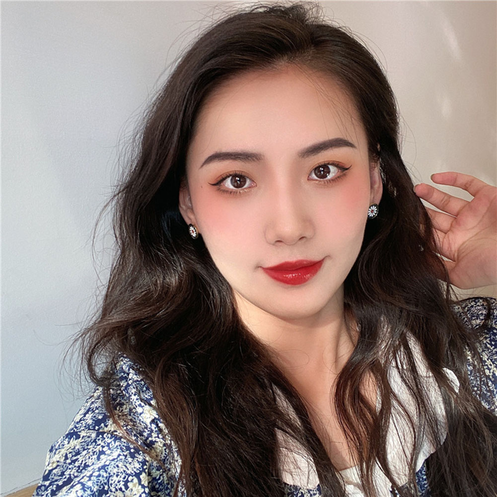 1 Đôi Bông Tai Kim Loại Hình Hoa Cúc Màu Xanh