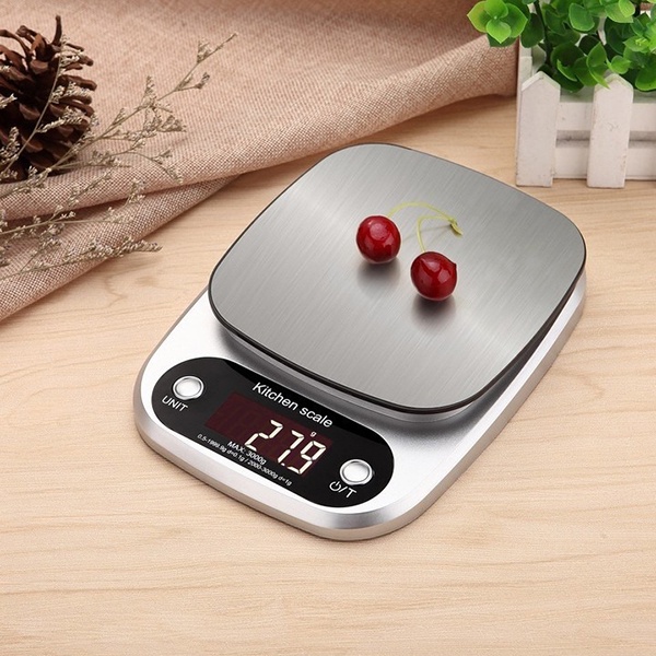 Cân Tiểu Ly Điện Tử Nhà Bếp Mini Định Lượng 1g - 5kg Làm Bánh Độ Chính Xác Cao Kèm 2 Viên Pin Aaa