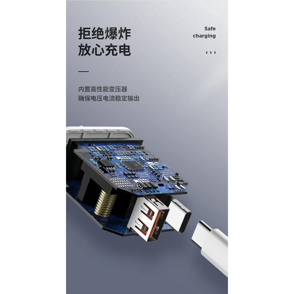 Đầu cắm sạc nhanh hai cổng 18W QC 3.0 PD3.0 kèm dây cáp kết nối