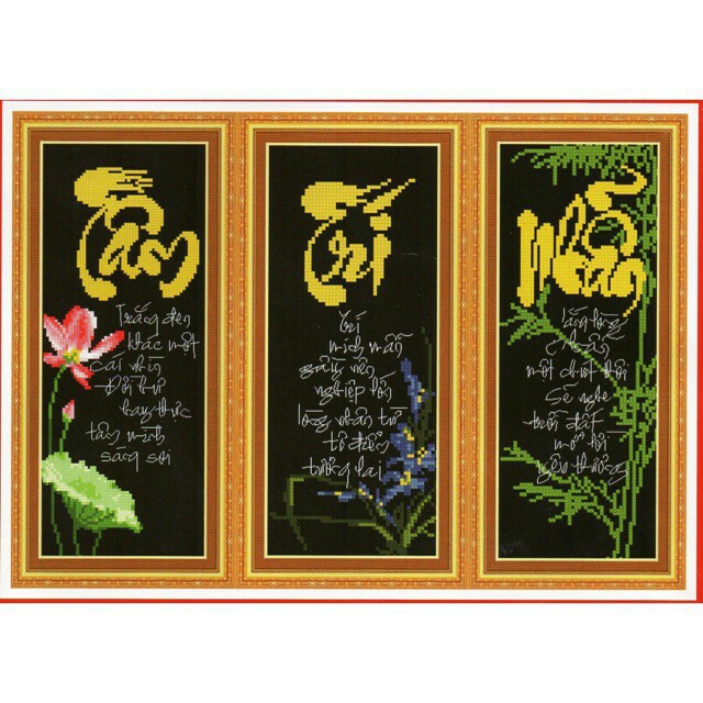 Tranh Thêu Chữ Thập 5d Tâm Trí Nhẫn 3 Chữ < 53167 > Chưa Thêu