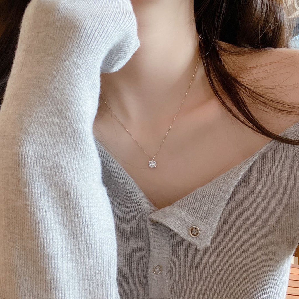 Vòng cổ màu vàng hồng mặt hình chữ M2ZE thời trang cho nữ