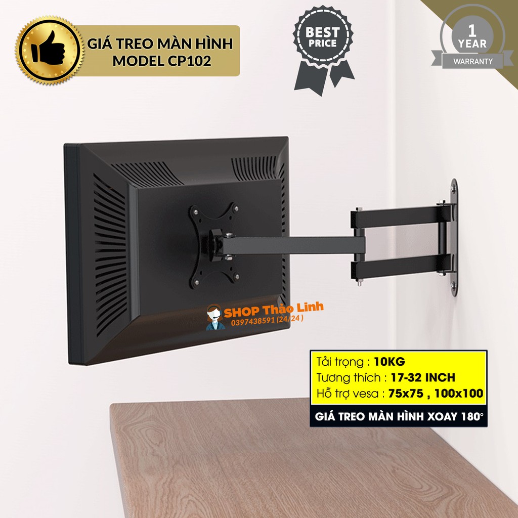 Giá Treo Màn Hình Máy Tính Xoay Đa Năng 17 - 32 inch - Xoay Trái/Phải 180Độ - CP102