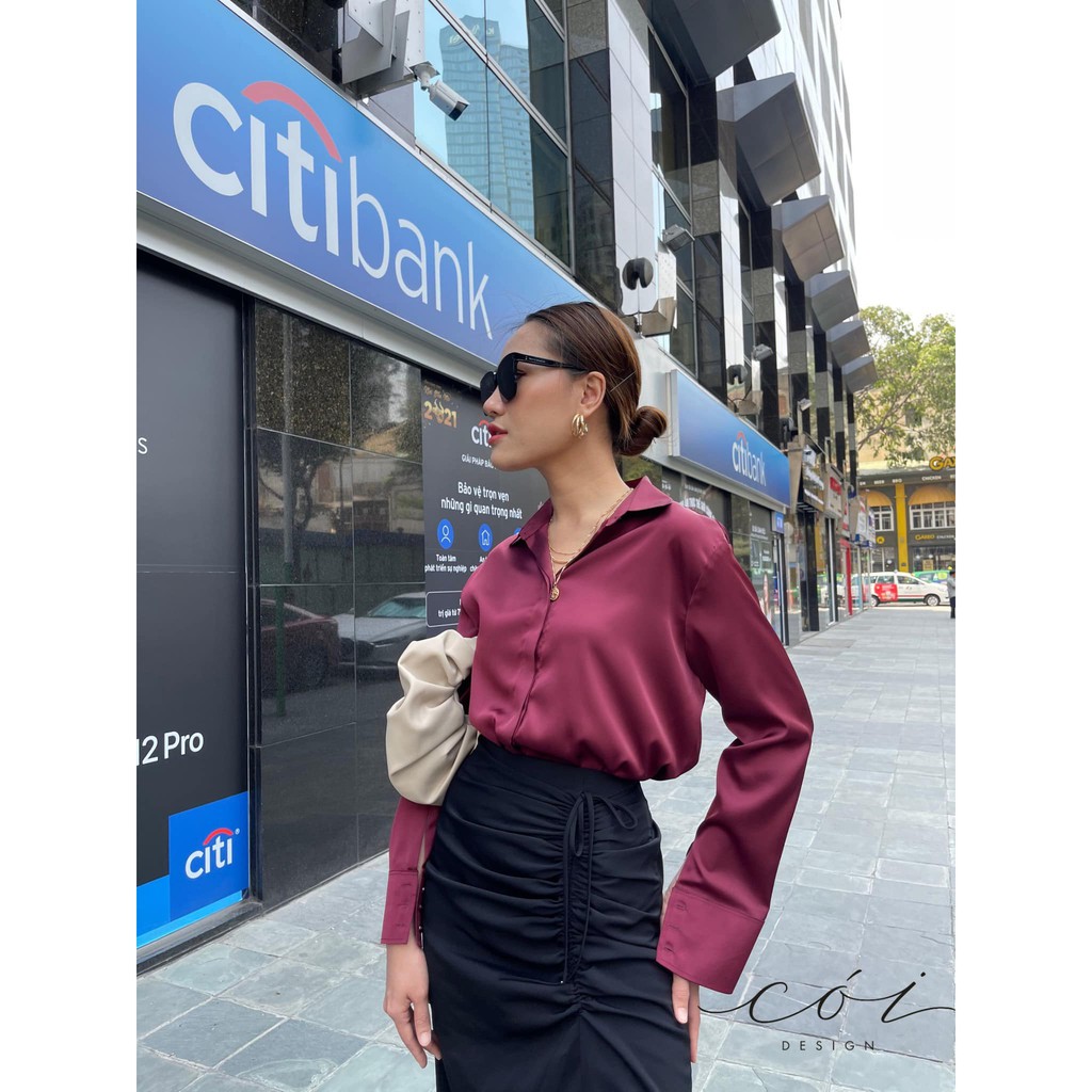 Áo sơ mi lụa satin Cói Design | BigBuy360 - bigbuy360.vn