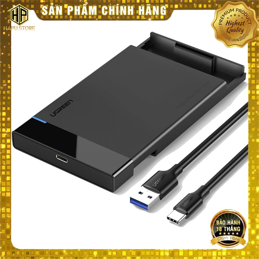 Hộp đựng ổ cứng SATA 2.5 inch USB-C to USB 3.0 Ugreen 50743 chính hãng - Hapustore
