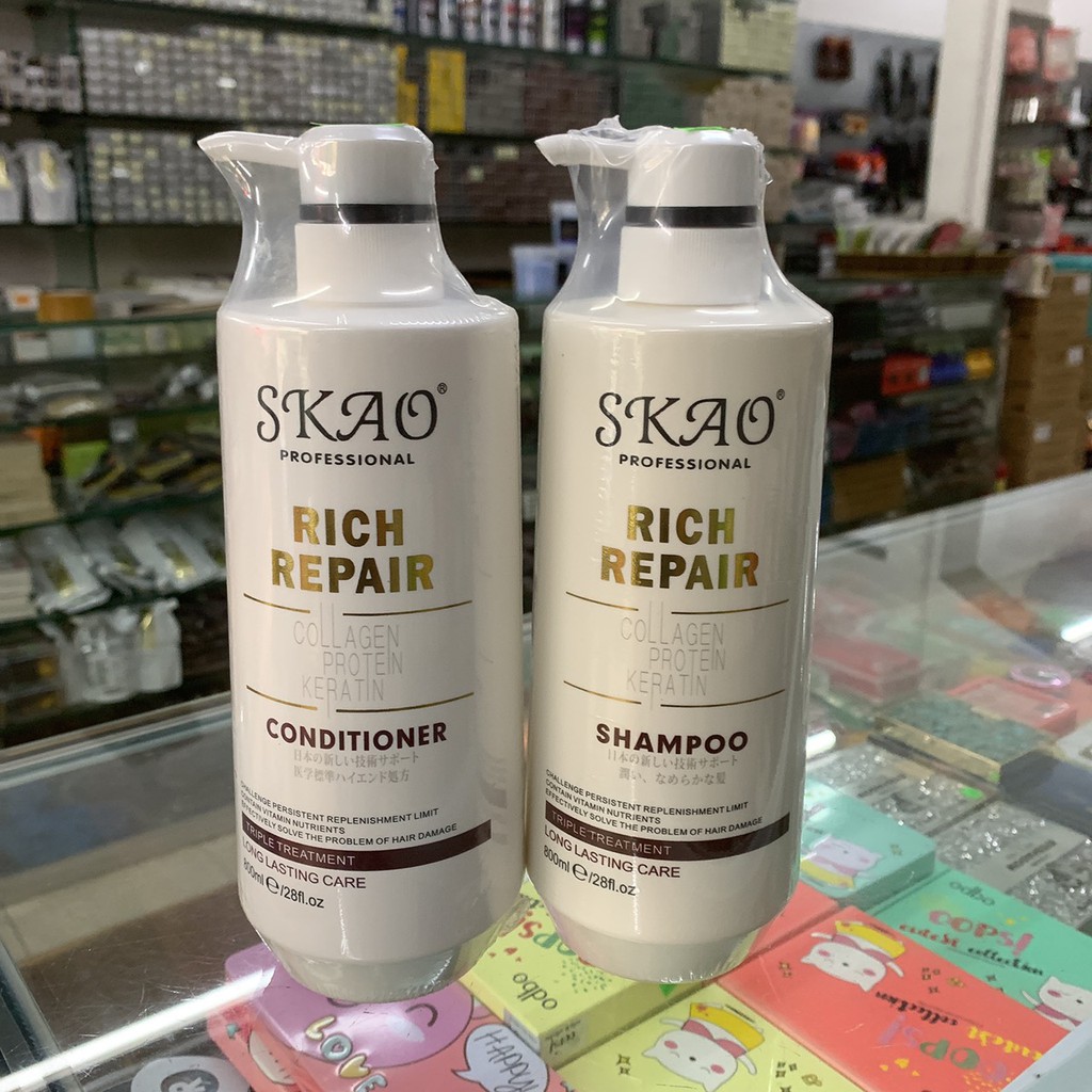 Cặp Dầu Gội Xả Siêu Phục Hồi Skao Collagen Nhật Bản Rich Repair
