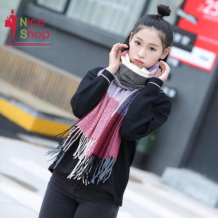 Chiếc khăn gió ấm caro phong cách Hàn Quốc - TT0264