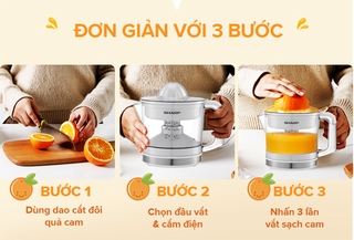 [HỎA TỐC] Máy vắt cam Sharp EJ-J407-BK - Công suất 40W - Hàng chính hãng