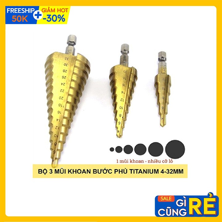 Bộ mũi khoan tháp 3 bước thẳng 4-20mm