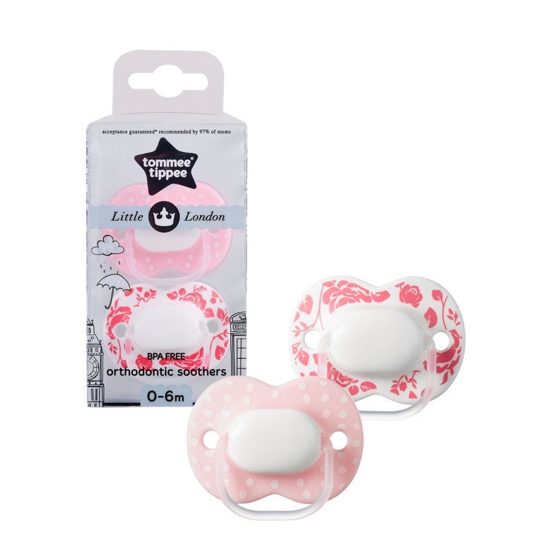 Ty giả Tommee Tippee Little London 0-6 tháng (vỉ đôi) Hồng