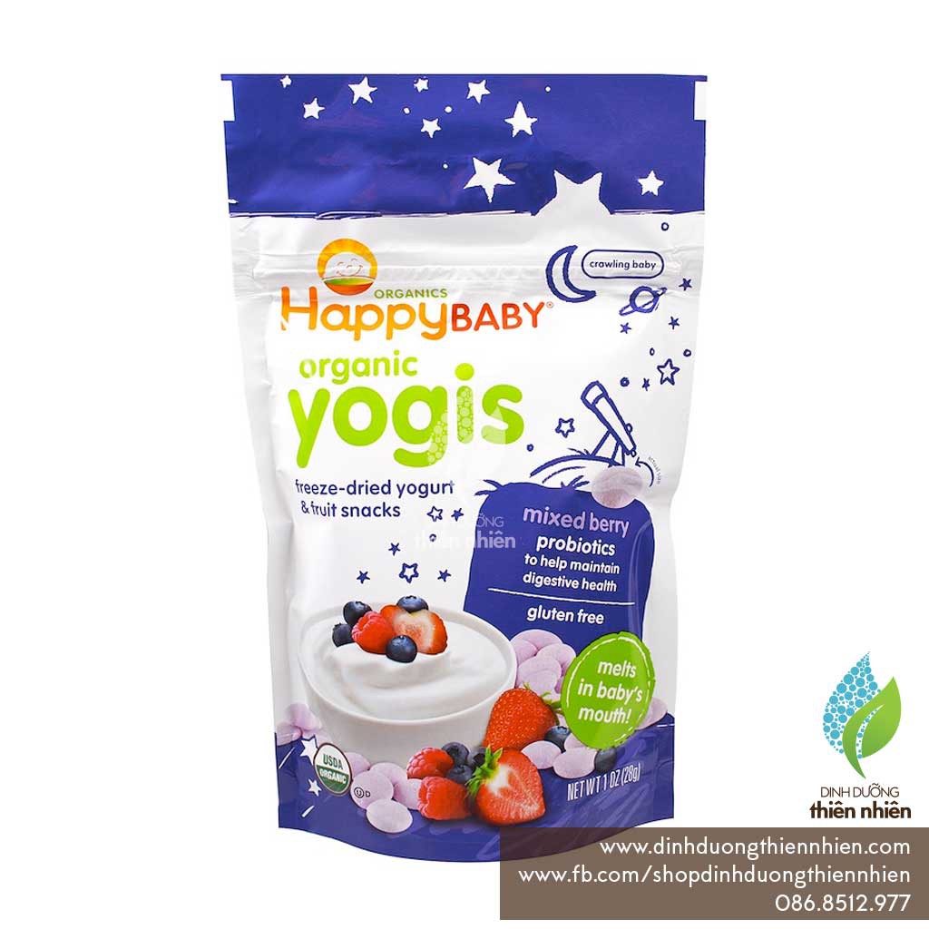 Bánh Ăn Dặm Sữa Chua Sấy Khô Hữu Cơ Happy Baby Organic Yogis, 28g