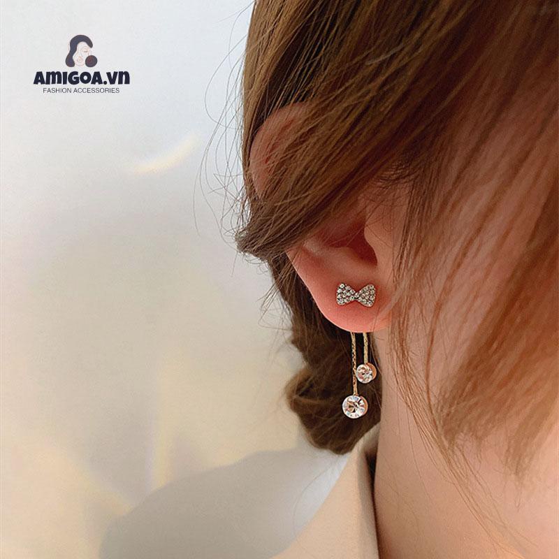 ✨✨Bông Tai Dài Hình Ngôi Sao/Nơ Đính Đá Thời Trang Đơn Giản Phong Cách Hàn Quốc Cho Nữ