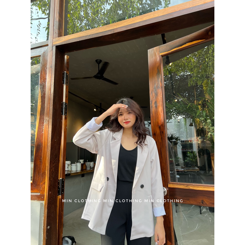 Áo blazer phối tay dáng suông thanh lịch | BigBuy360 - bigbuy360.vn