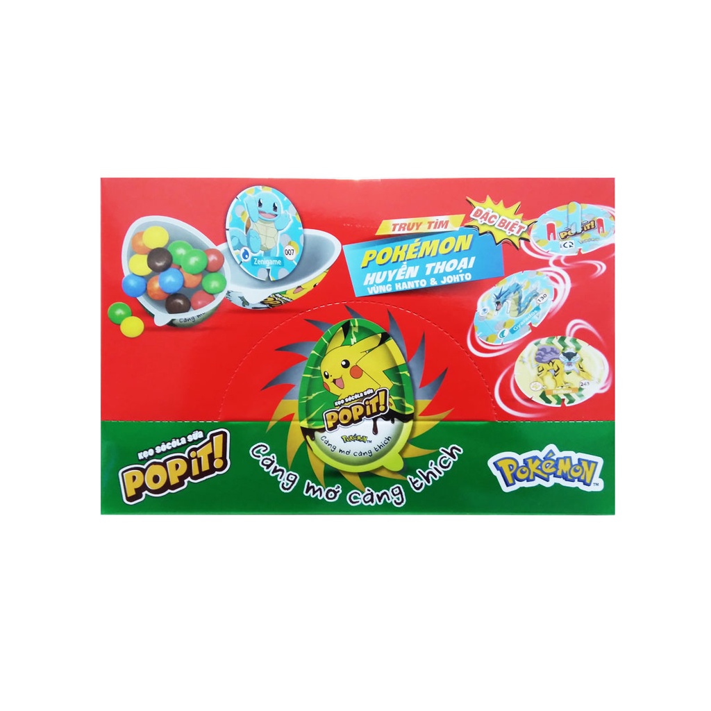 [RẺ VÔ ĐỊCH] CHÍNH HÃNG Hộp 24 trứng Kẹo trứng Socola Sữa POPIT 240 Pokemon Phạm Nguyên