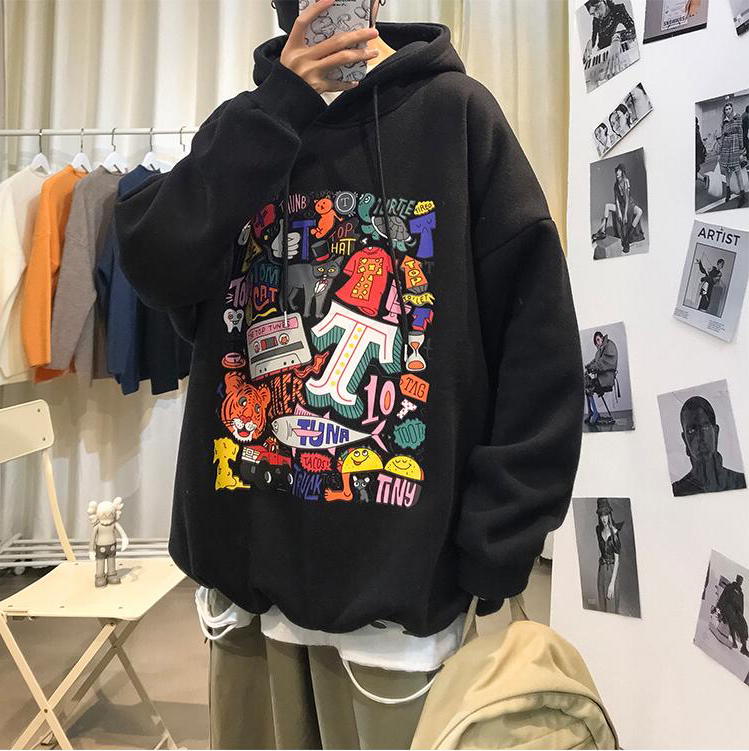 Áo hoodie dáng rộng in họa tiết thời trang cá tính cho nam | BigBuy360 - bigbuy360.vn