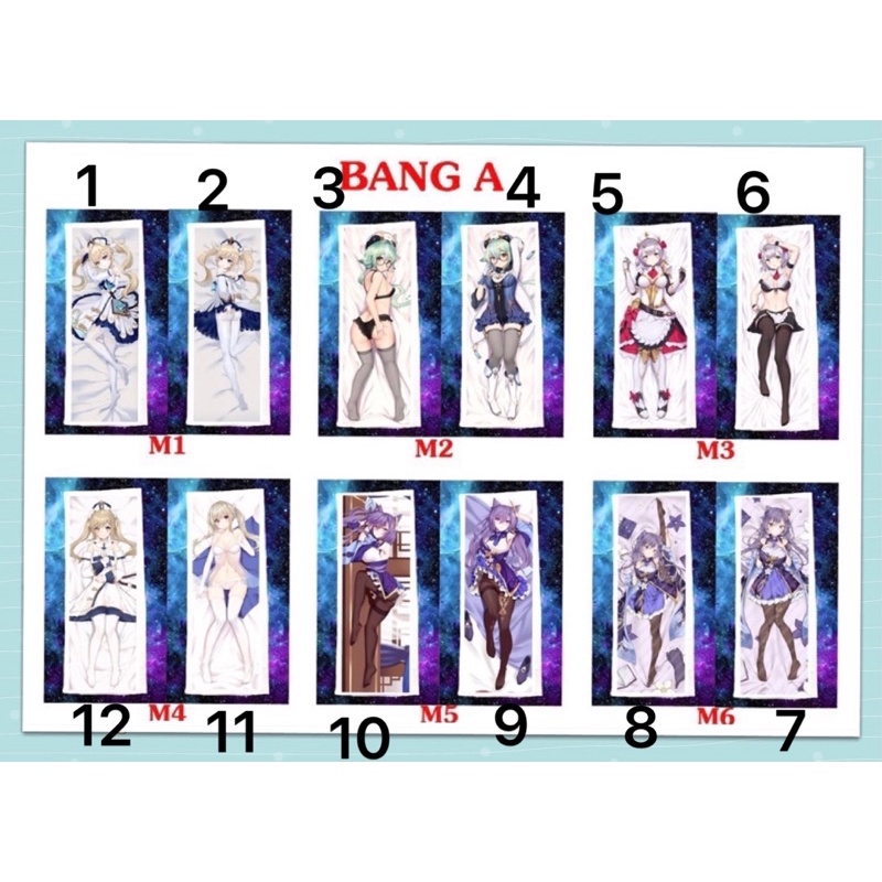 Gối ôm ngủ dài anime Genshin impact nhiều mẫu 40cm x 1m ruột bông Hàn quốc