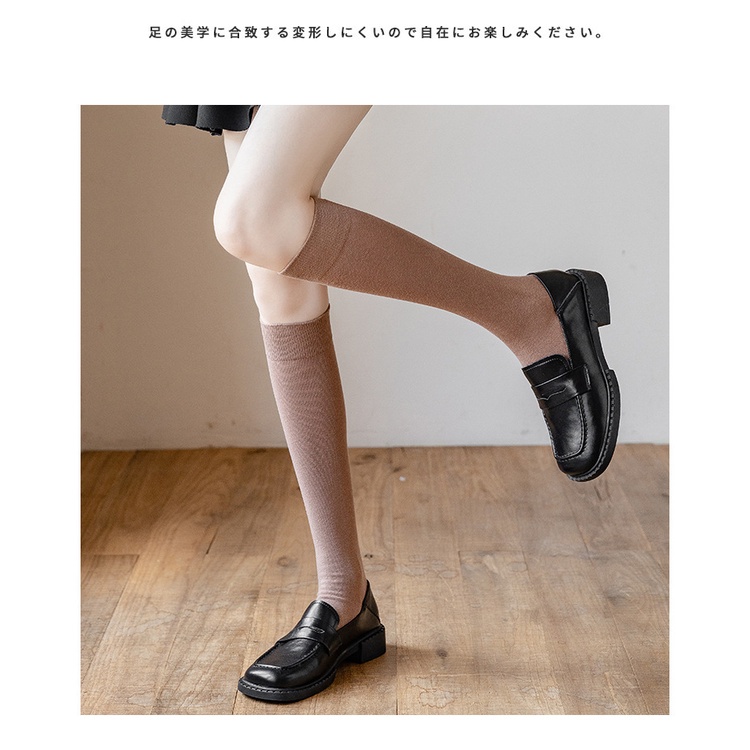 Vớ cotton Cổ Cao Mỏng Màu Trắng/Đen Thời Trang Thu Đông Cho Học Sinh