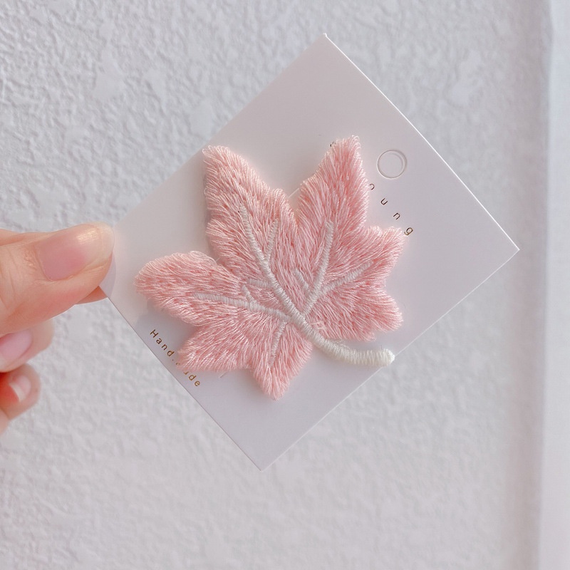 Kẹp Tóc Thêu Hình Lá Phong Xinh Xắn Phong Cách Hàn Quốc Cho Bé