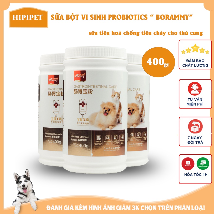 Sữa bột probiotics cho chó mèo BRORAMY bảo vệ đường tiêu hoá chống tiêu chảy tăng cường sức khoẻ cho thú cưng