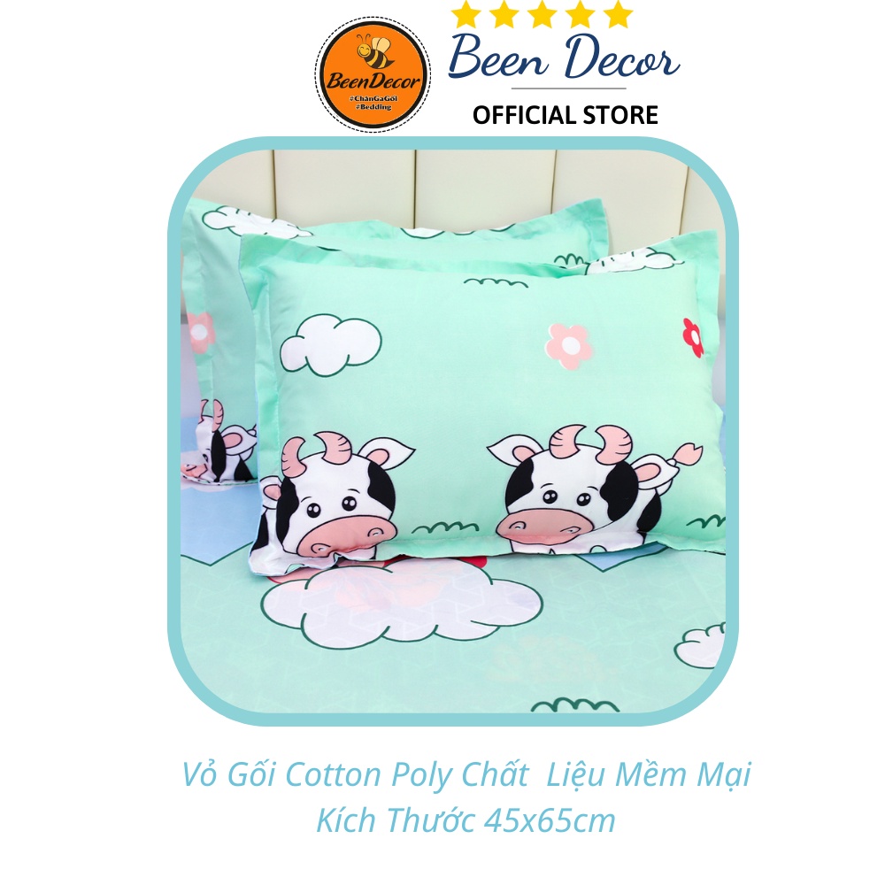[Rẻ bất ngờ] Bộ Ga Chun Kèm 2 Vỏ Gối Poly Cotton | Mẫu Bò Sữa Xanh (IB để chọn mẫu nha)