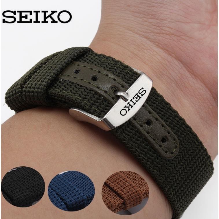 Dây Đồng Hồ Đeo Tay Seiko No. 5 Bằng Vải Canvas Nylon Chống Thấm Nước Và Mồ Hôi 18 19 20 22 24 Dành Cho Nam Và Nữ Đen