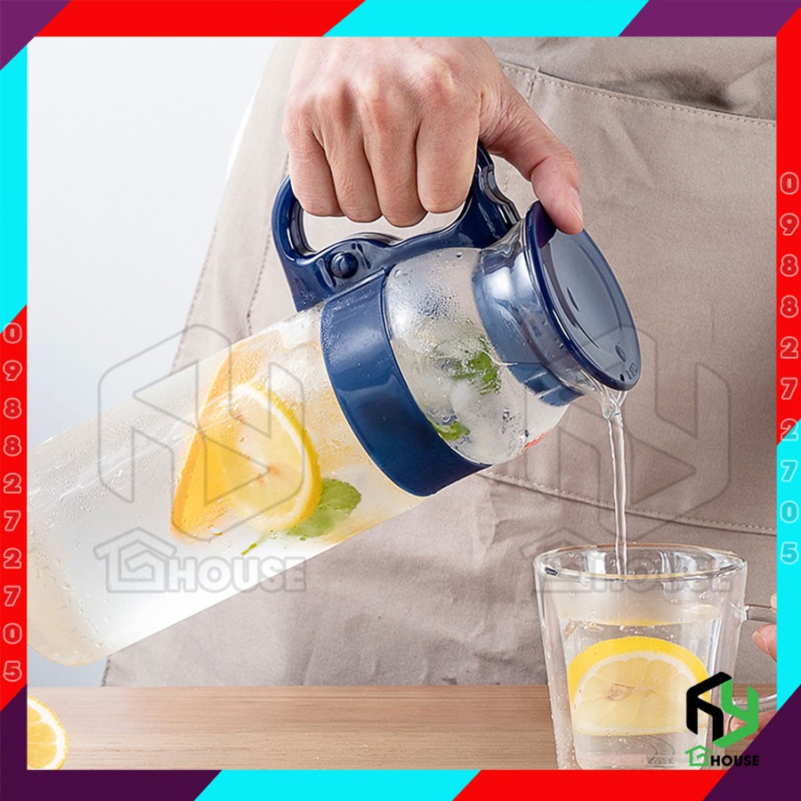 Bình nước thủy tinh cao cấp, bình thủy tinh chịu nhiệt đựng nước nóng lạnh IWAKI 1.3L - 2933BL