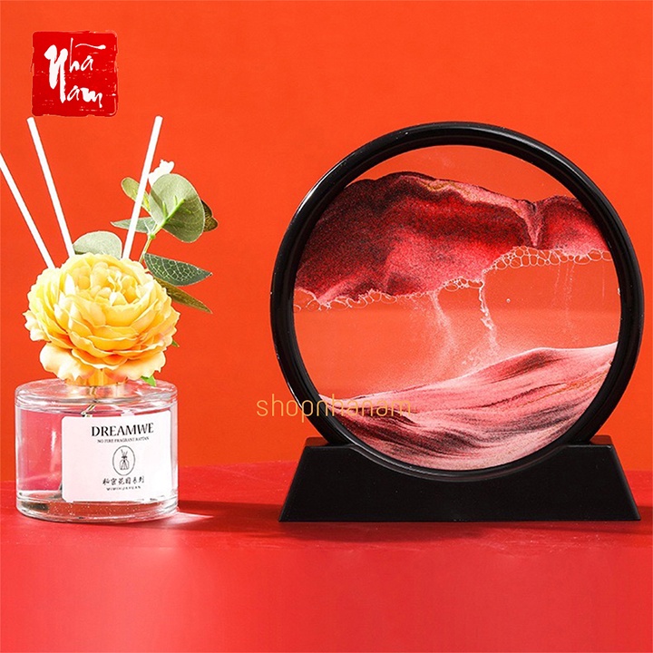 [Có sẵn] Tranh Cát Chảy Chuyển Động 3D - Đồng Hồ Cát Tranh Thủy Tinh Nghệ Thuật Hình Tròn