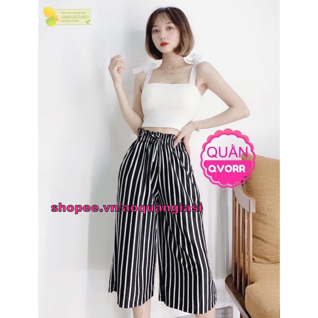 quần thun nữ ống rộng dáng lửng sọc nơ nhỏ mt981 size s,m cho bạn trẻ trung và sự khác biệt