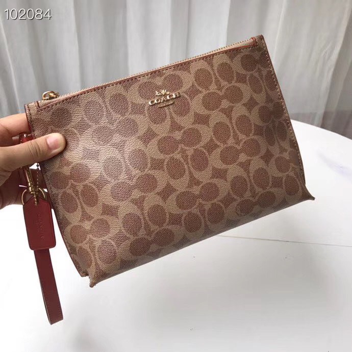 Ví clutch Coach da thật màu nâu