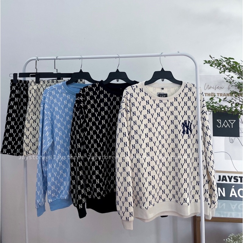 Sweater NY màu ĐEN/KEM Vải Chân cua Form Rộng Ulzzang  Nam nữ unisex  Jaystoree2