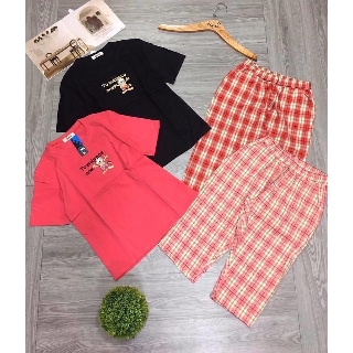 Đồ bộ in hình quần sọc kaki