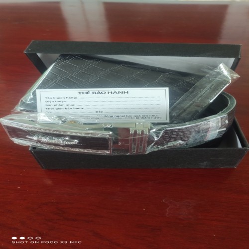 XẢ LỖ Thắt Lưng dây nịt thời trang cao cấp DA BÒ THẬT Dập Vân Cá Sấu Mặt Khóa kim loại tự động (TẶNG VÍ DA BÒ THẬT)