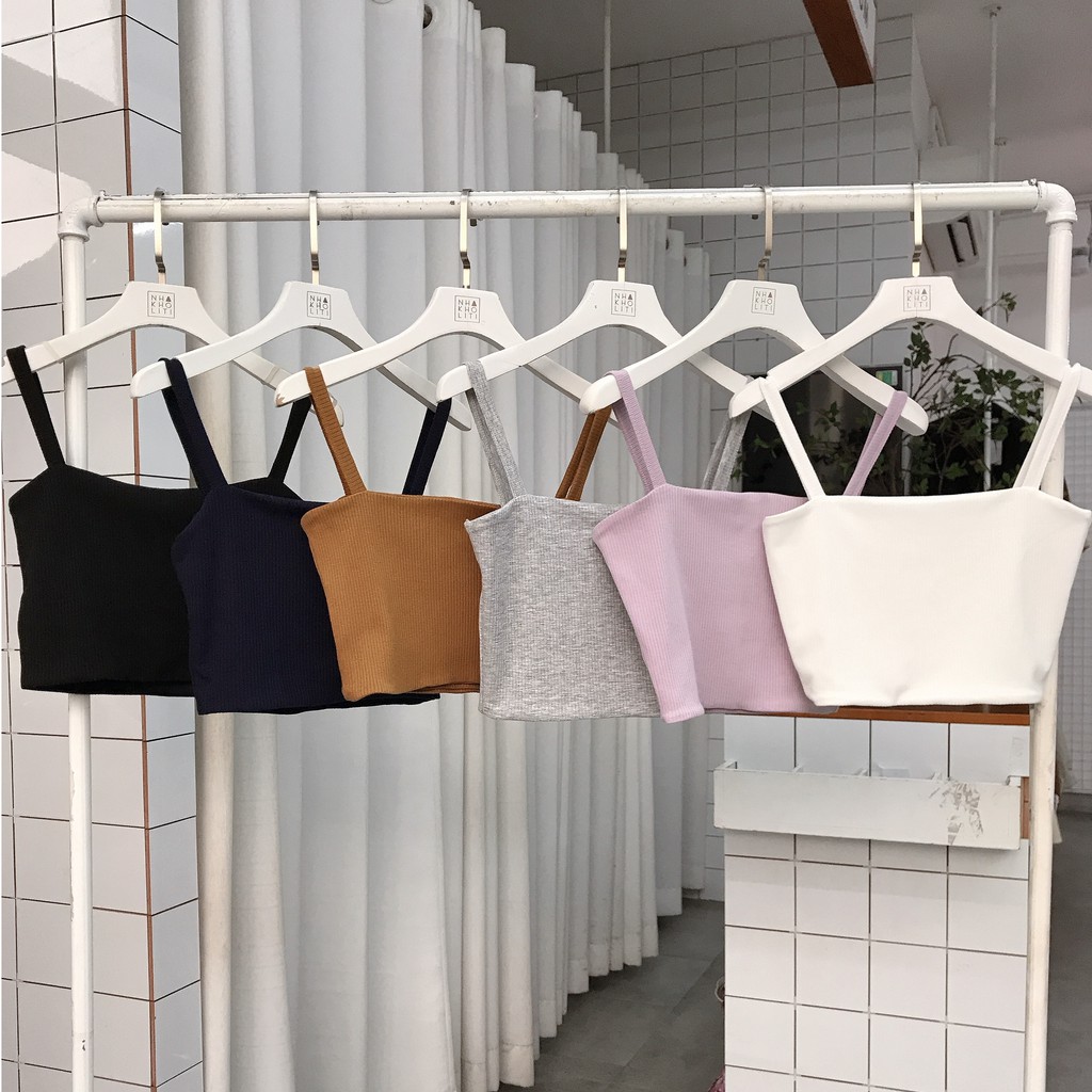 Áo thun 2 dây croptop vải cotton co giãn 4 chiều - ATTK021 | BigBuy360 - bigbuy360.vn