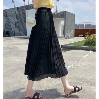 Chân váy voan dập ly 2 lớp dáng dài