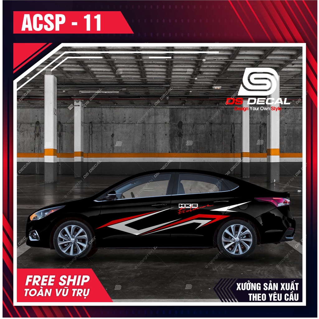 Tem dán xe ô tô Accent - 10, Sticker trang trí xe ô tô, decal PVC chống nước - DSDECAL
