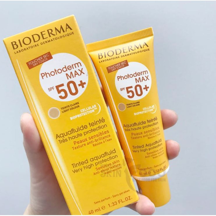 Kem Chống Nắng Giảm Bóng Nhờn, Tông Màu Tự Nhiên Bioderma Photoderm Max Aquafluide Teinte Claire SPF50+ 40ml