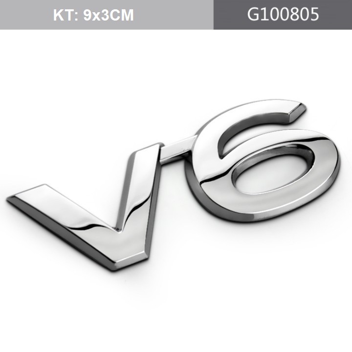 Decal tem chữ inox V6, VX, TX.L, VX.L dán đuôi xe ô tô