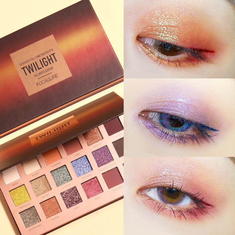 Bảng phấn trang điểm mắt FOCALLURE 18 màu sắc kết hợp lấp lánh thời trang tiện lợi