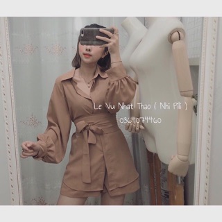SET ÁO SƠMI THẮT EO QUẦN SHORT