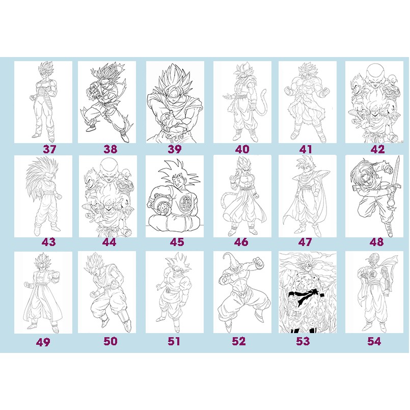 Line art Tranh tô màu Anime khổ A4 ( được chọn mẫu) - Chủ đề Songoku Bảy viên ngọc rồng