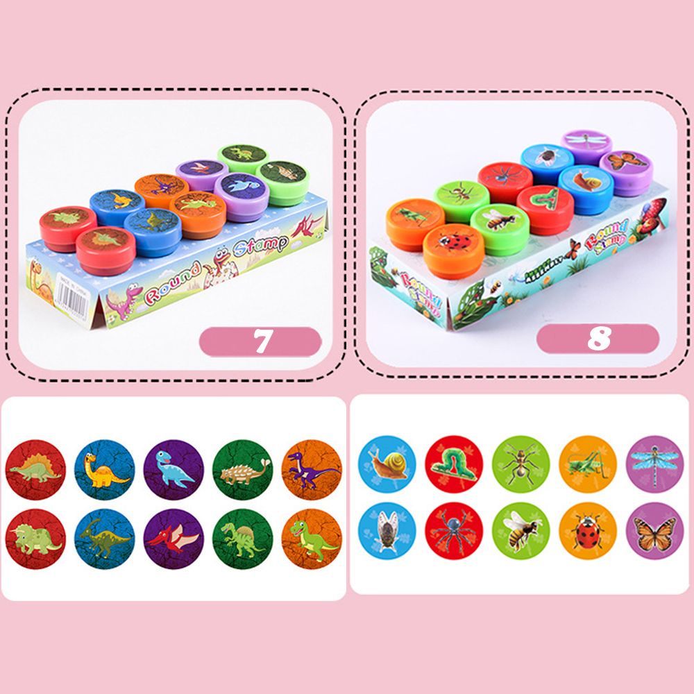 Bộ 10 con dấu họa tiết hình khủng long hoạt hình ngộ nghĩnh