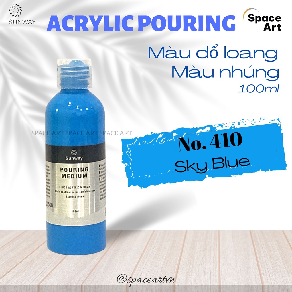 Bộ 4 màu vẽ Acrylic Pouring Đổ loang Hệ Màu Biển / Màu Nóng/ Màu Lạnh  SUNWAY 100ml