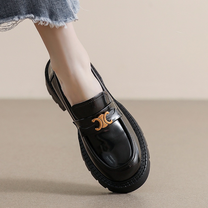 Giày Da Mũi Tròn Đế Dày Mềm Mại Phong Cách Anh Quốc Cổ Điển Size 34-42 Cho Nữ
