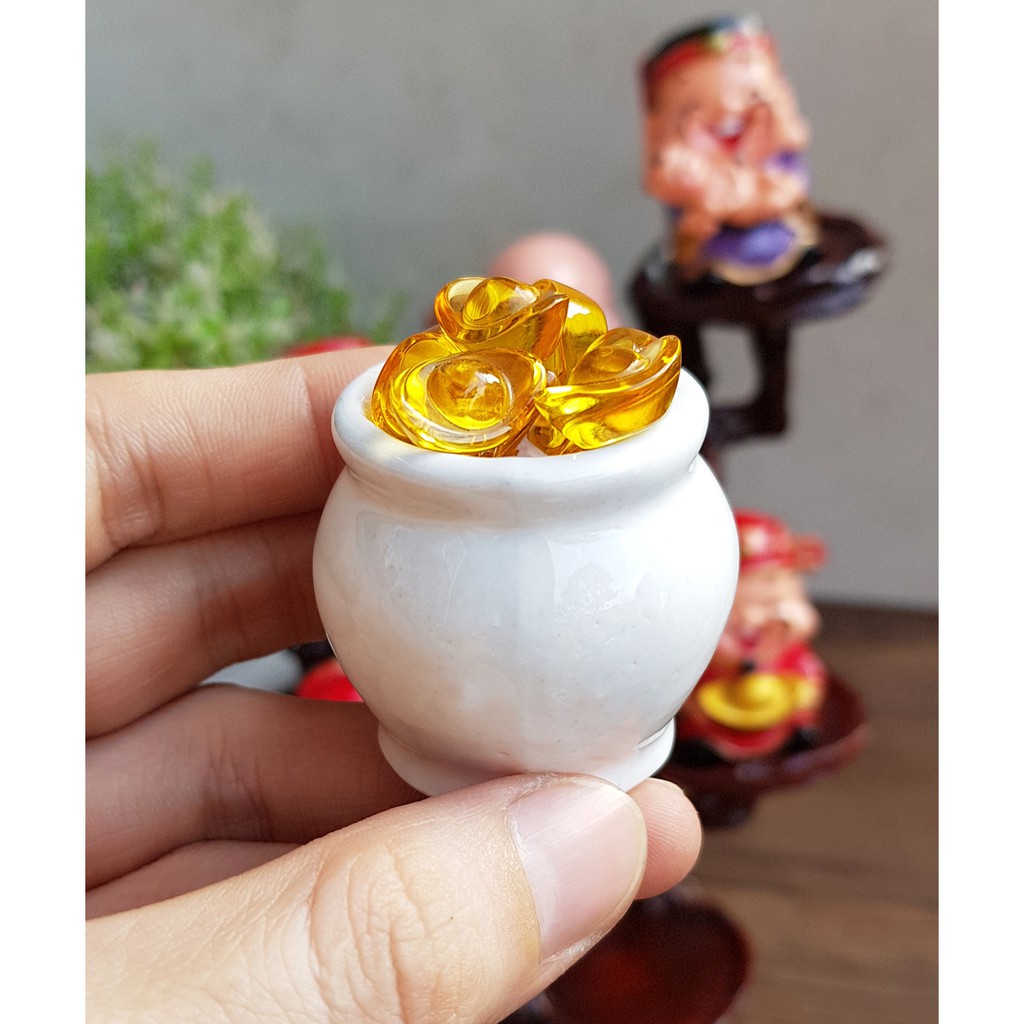 Kim Nguyên Bảo size 1.5cm - Thỏi vàng pha lê phong thủy Thần Tài may mắn