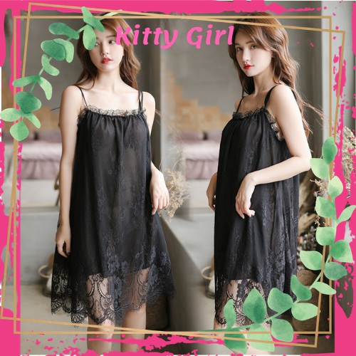 Váy Ngủ Ren 2 Dây- Đầm Ngủ Phối Ren Sexy Đầm Mặc Nhà Kiểu Dáng Gợi Cảm Quyến Rũ V28 | BigBuy360 - bigbuy360.vn